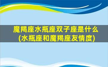 魔羯座水瓶座双子座是什么(水瓶座和魔羯座友情度)